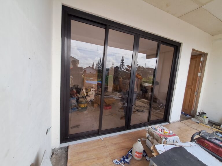 Glass and aluminum sliding door